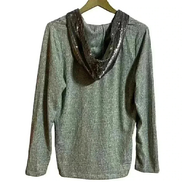 Disney Hoodie Women’s Large Grey Silver Sequined - Picture 2 of 8
